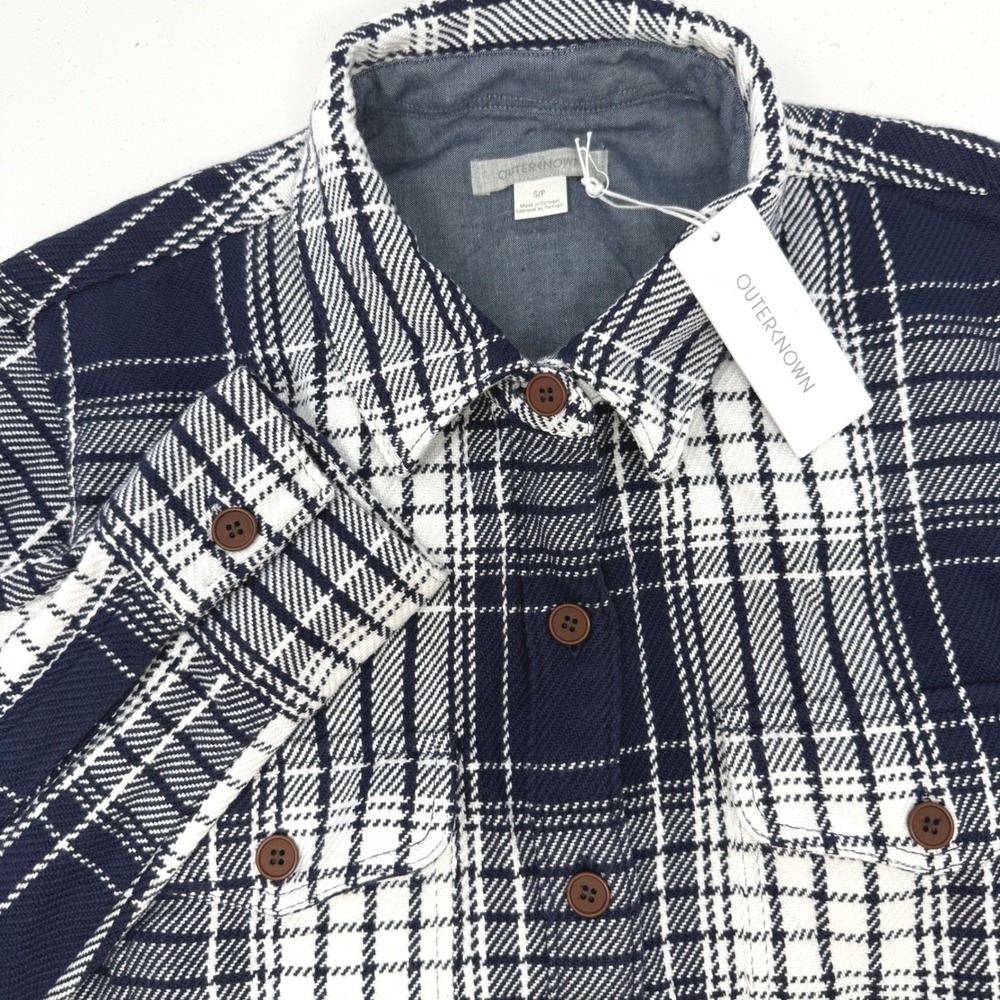 Outerknown Blanket Dress Womens Small Plaid Organic Cotton Button Down NEW